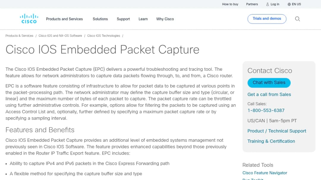 Cisco IOS Embedded Packet Capture screenshot