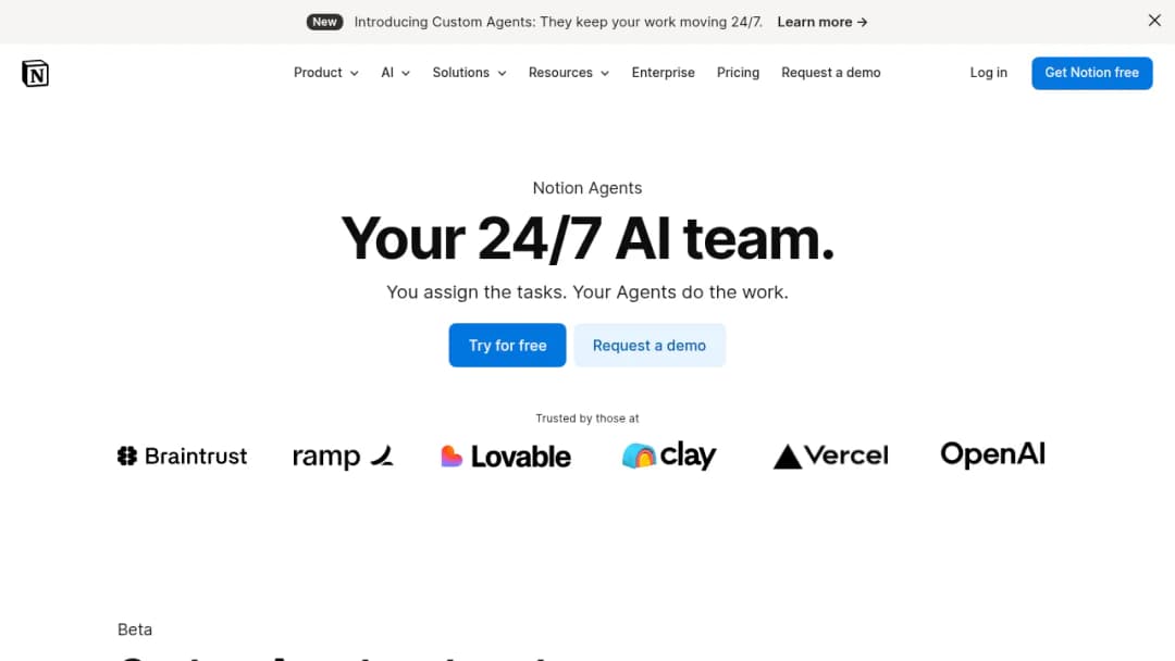 Notion Custom Agents screenshot