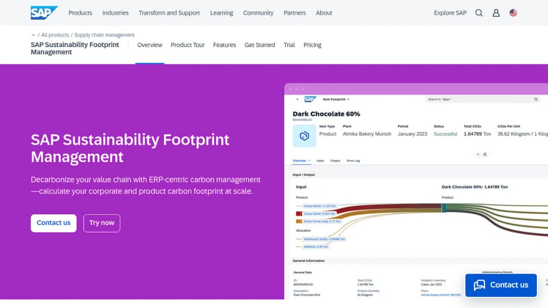 SAP Sustainability Footprint Management screenshot