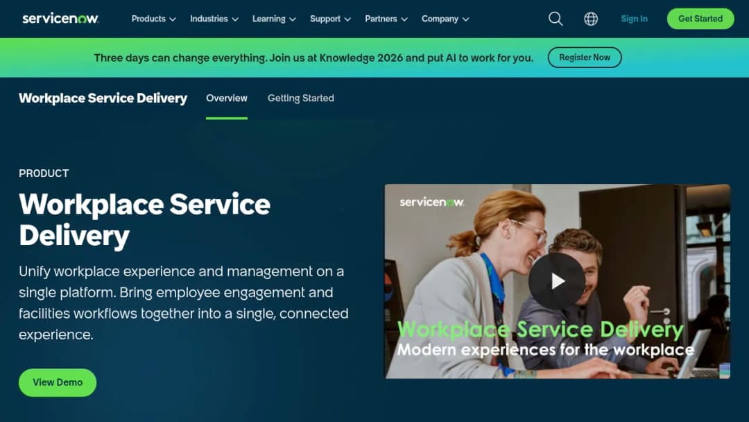 ServiceNow Workplace Service Delivery screenshot