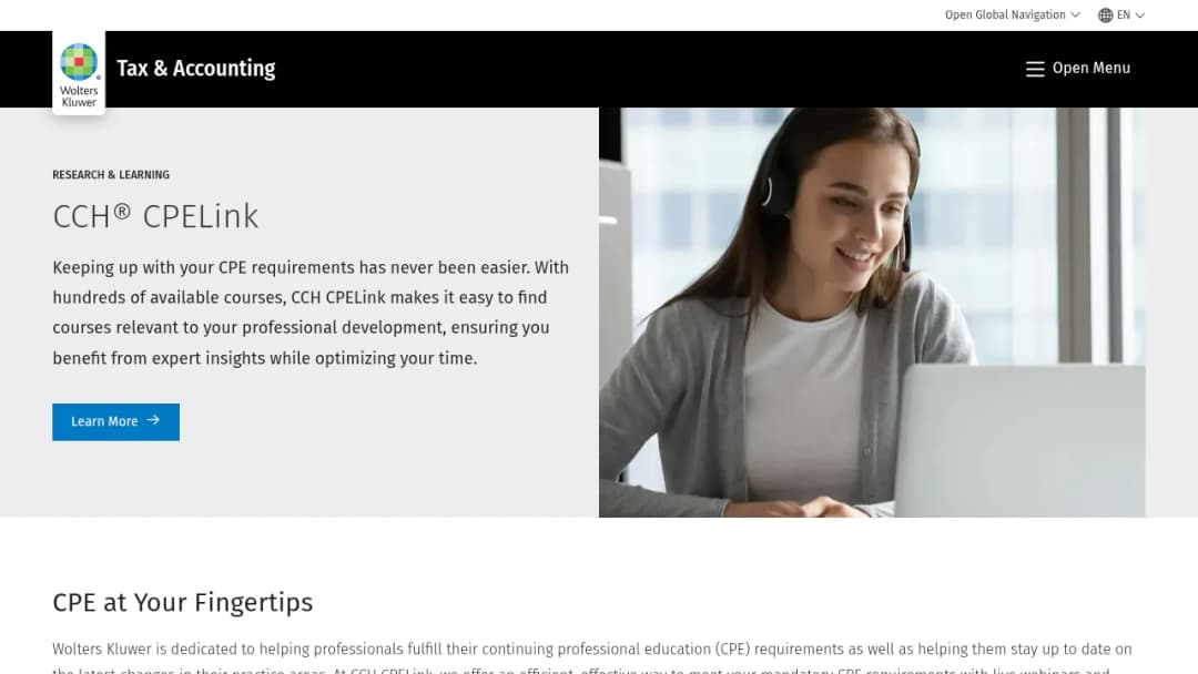 Wolters Kluwer CCH® CPELink screenshot