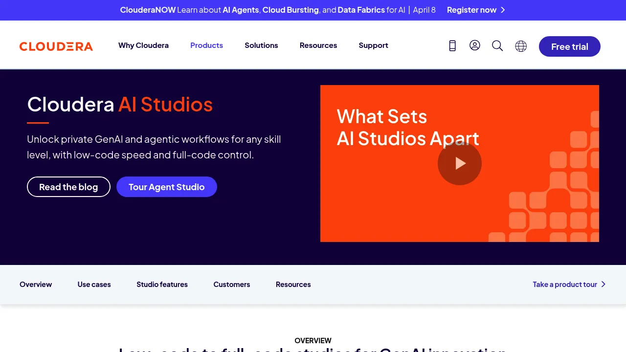 Cloudera AI Studios screenshot