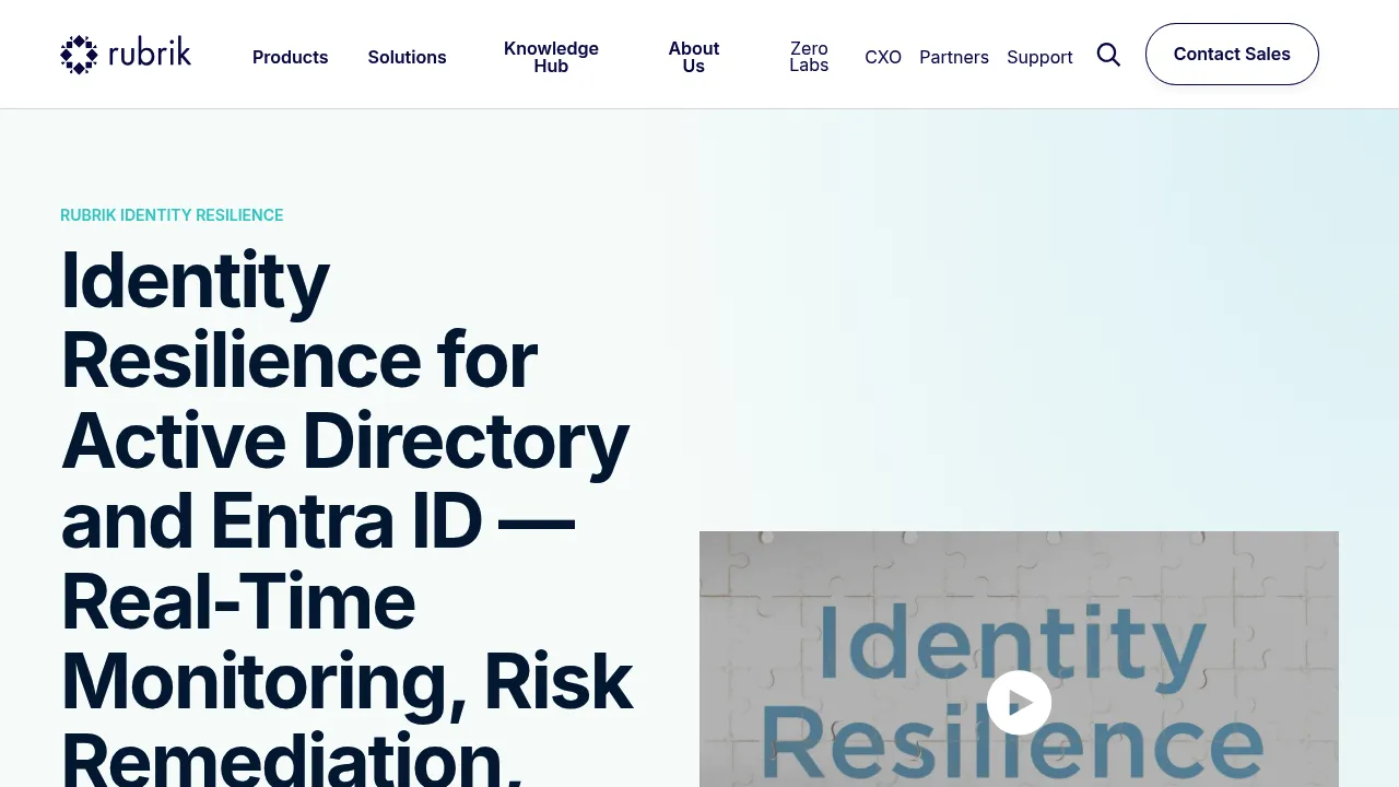 Rubrik Identity Resilience screenshot