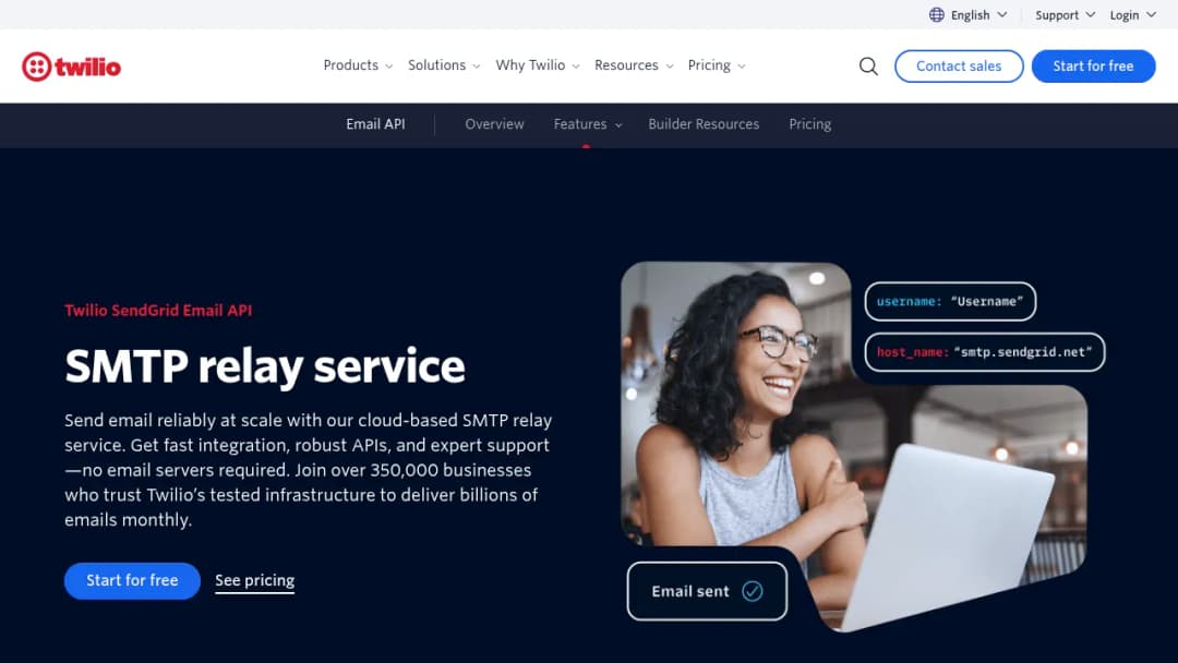 Twilio SMTP Service screenshot