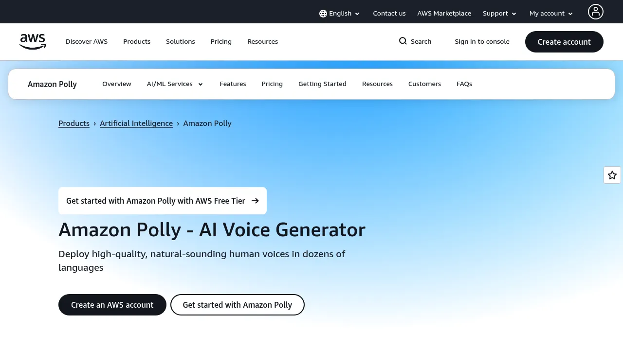 Amazon Polly screenshot