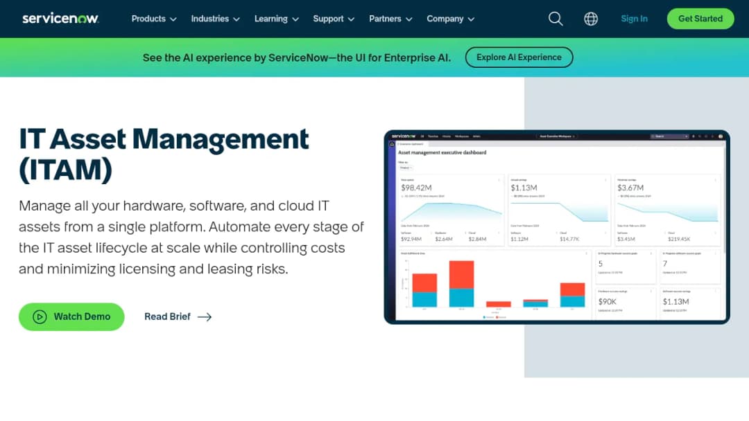 ServiceNow IT Asset Management (ITAM) screenshot