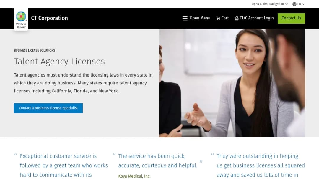 Wolters Kluwer Talent Agency Licenses screenshot