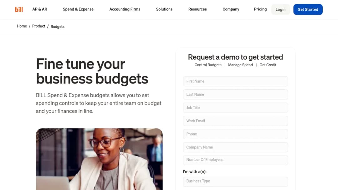 Bill.com Budgets screenshot