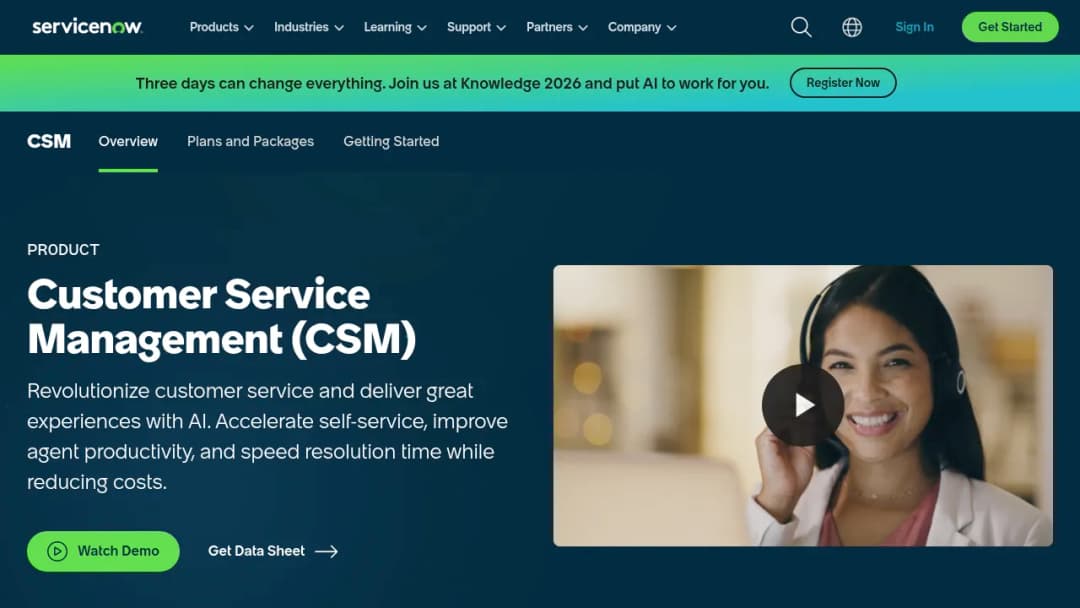 ServiceNow Customer Service Management screenshot