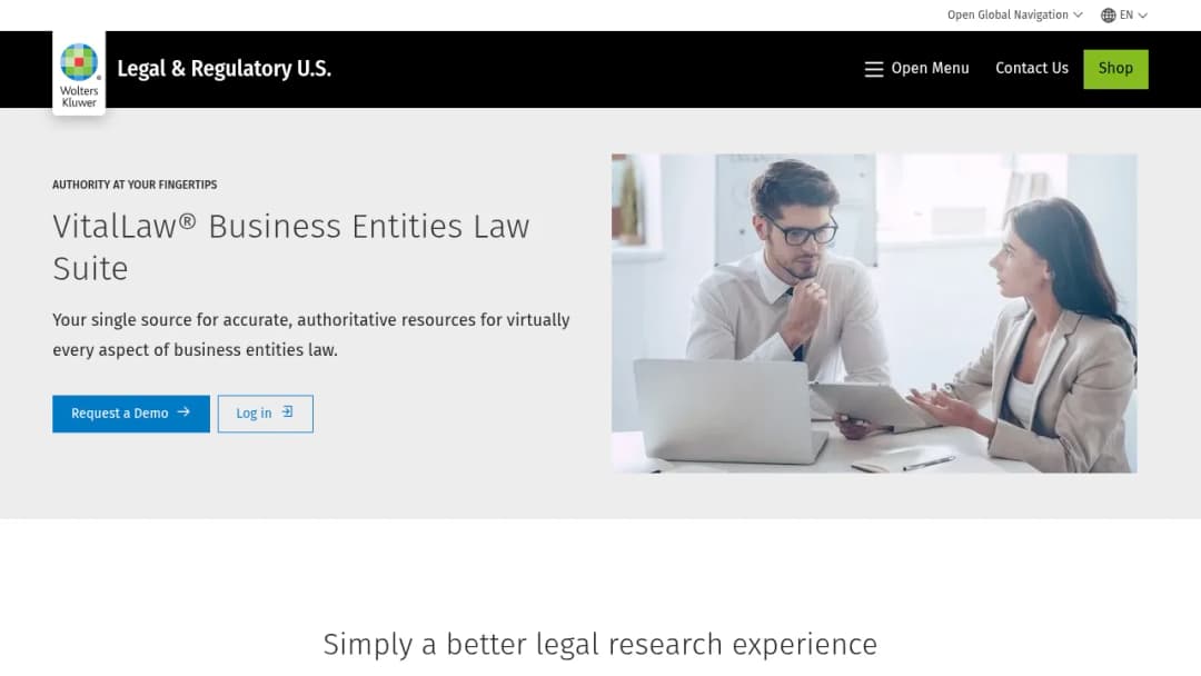 Wolters Kluwer VitalLaw® Business Entities Law Suite screenshot
