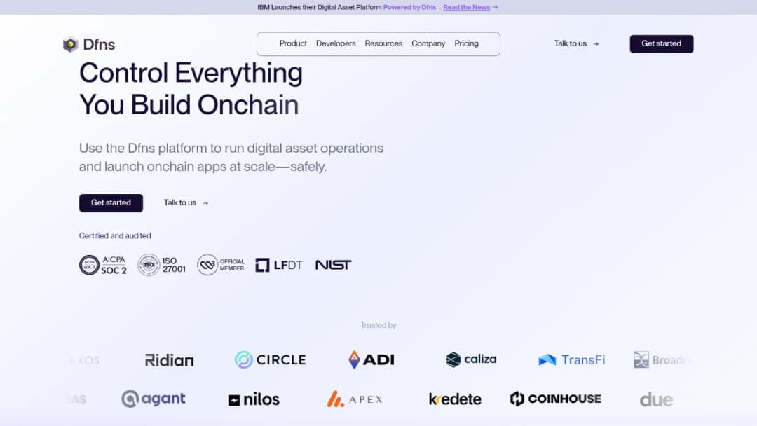 Dfns screenshot