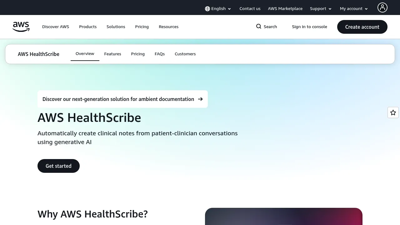 AWS HealthScribe screenshot