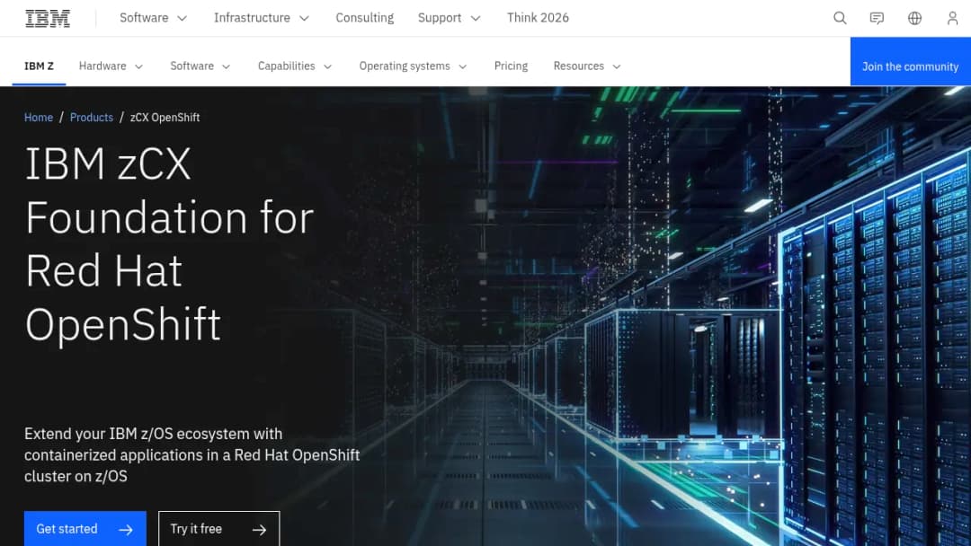 IBM Zcx Openshift screenshot