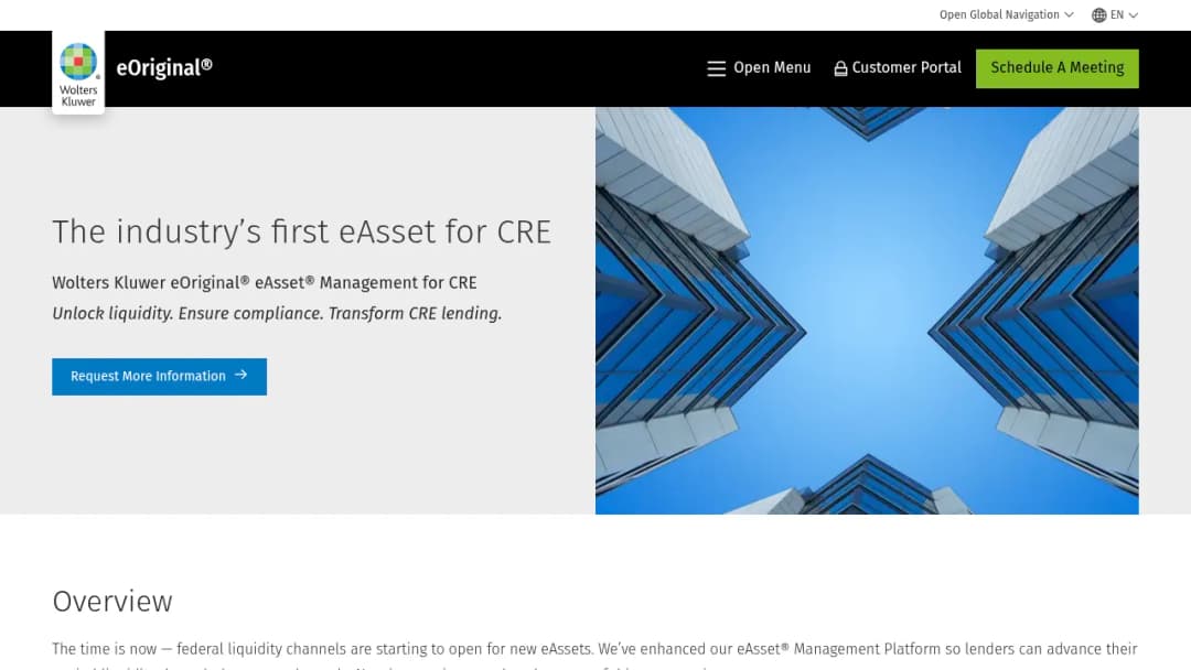 Wolters Kluwer eOriginal® eAsset® Management for CRE screenshot
