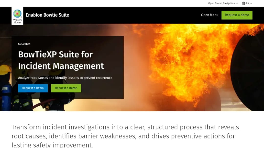 Wolters Kluwer BowTieXP Suite for Incident Management screenshot