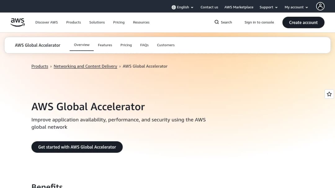AWS Global Accelerator screenshot