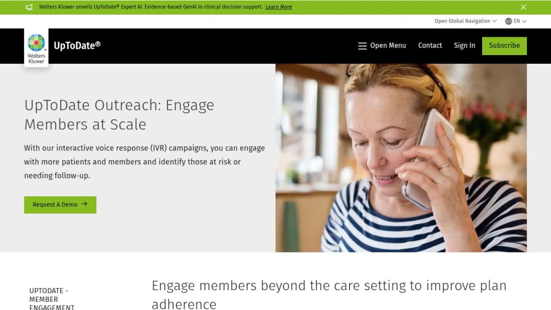 Wolters Kluwer UpToDate® Outreach screenshot