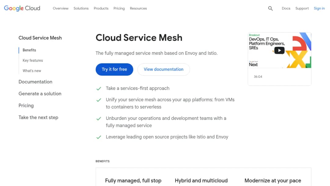 Cloud Service Mesh screenshot