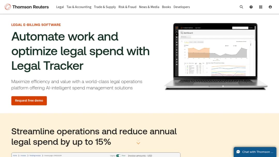 Thomson Reuters Legal Tracker screenshot