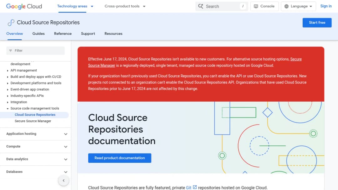Google Cloud Source Repositories screenshot