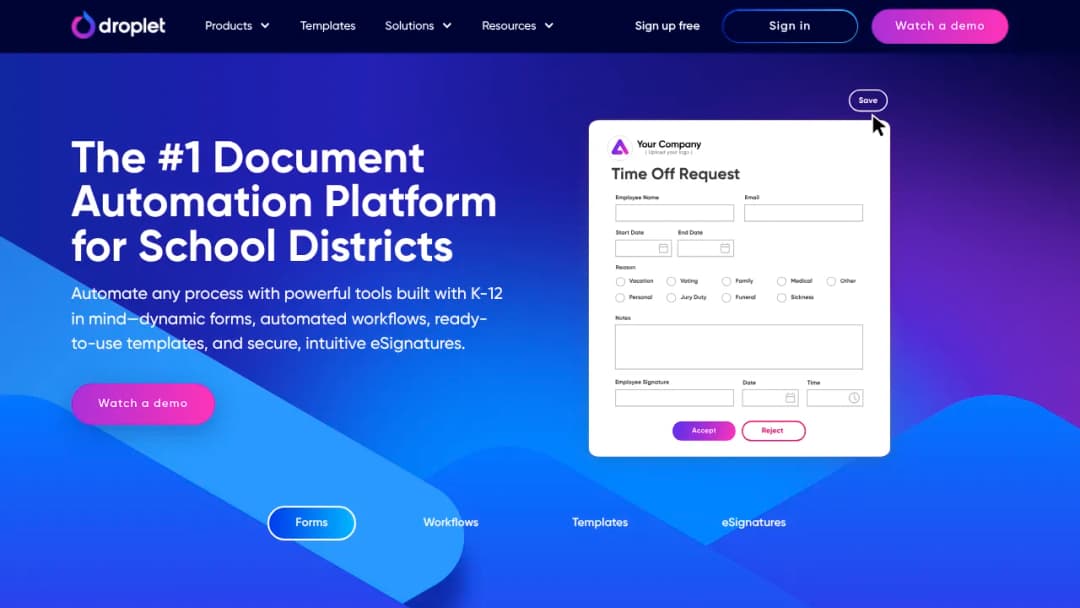 Droplet screenshot