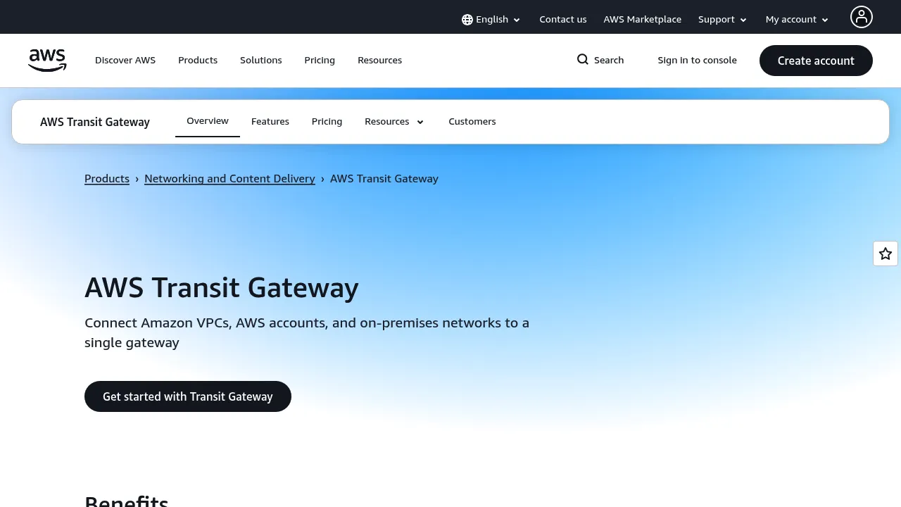 AWS Transit Gateway screenshot