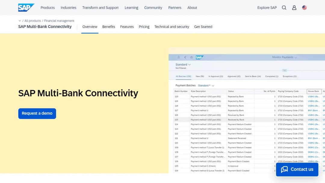 SAP Multi-Bank Connectivity screenshot