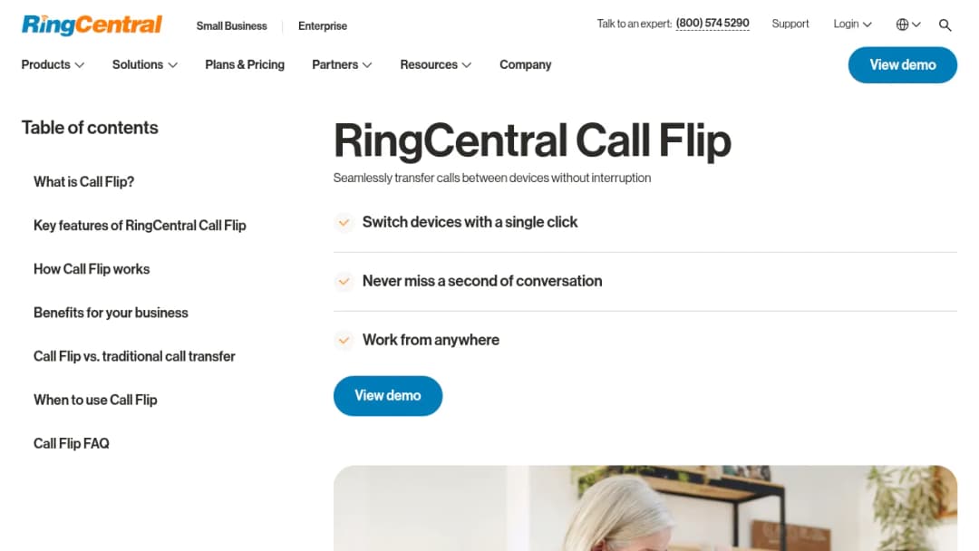 RingCentral Call flip screenshot