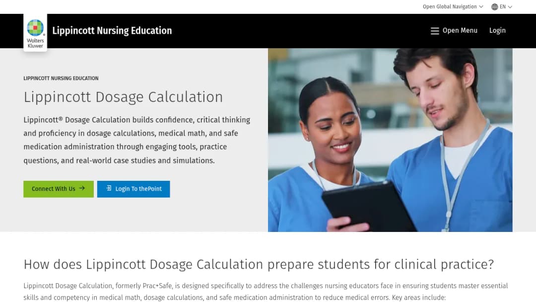 Wolters Kluwer Lippincott Dosage Calculation screenshot