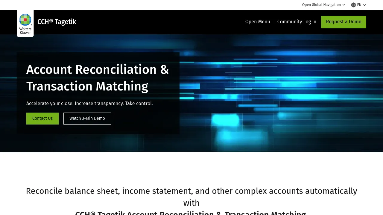 Wolters Kluwer CCH Tagetik: Account Reconciliation & Transaction Matching screenshot