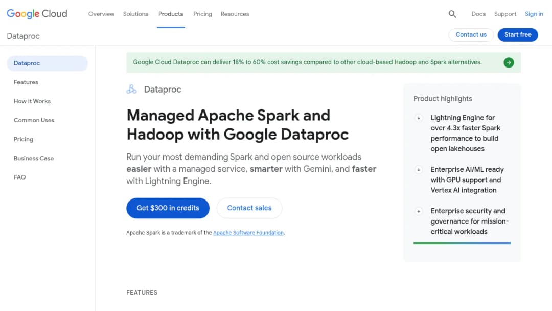 Google Dataproc screenshot