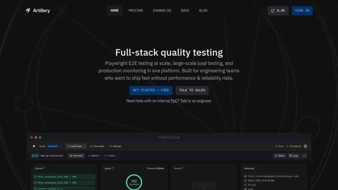 Artilleryio screenshot