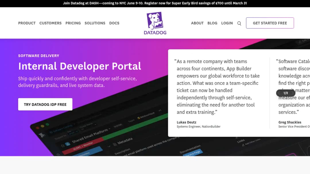 Datadog Internal Developer Portal screenshot