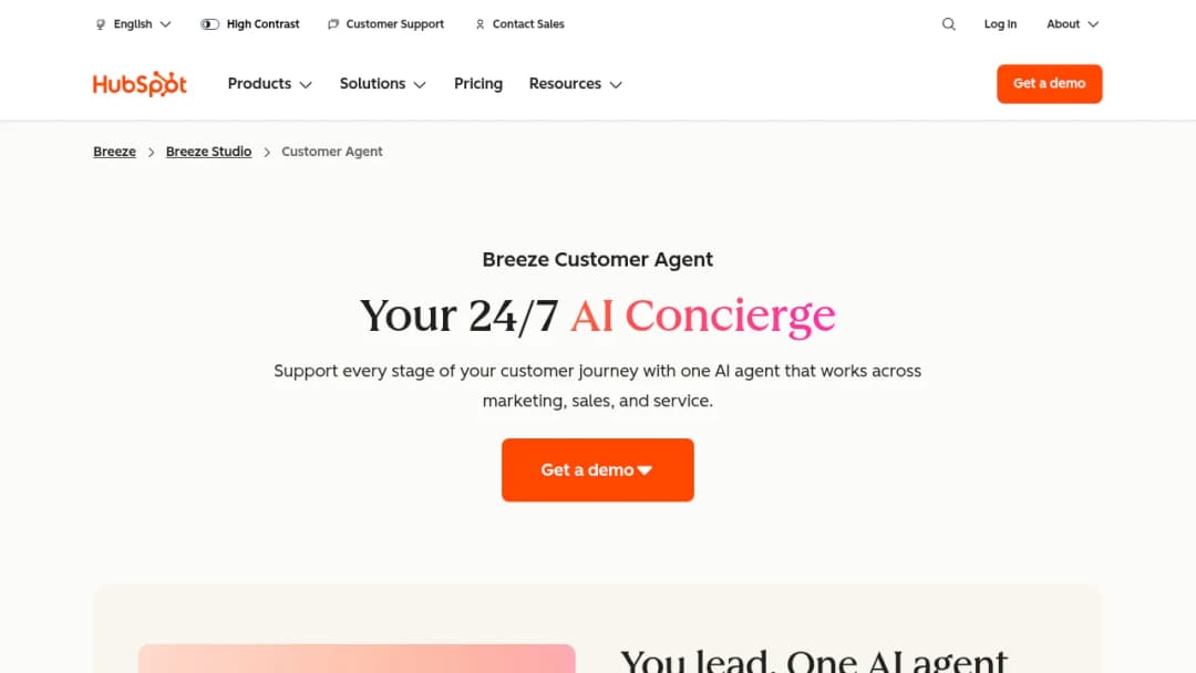 HubSpot Resolve customer queries 24/7 screenshot
