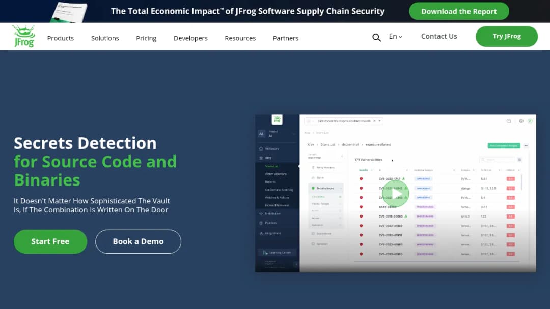 JFrog Secrets Detection screenshot