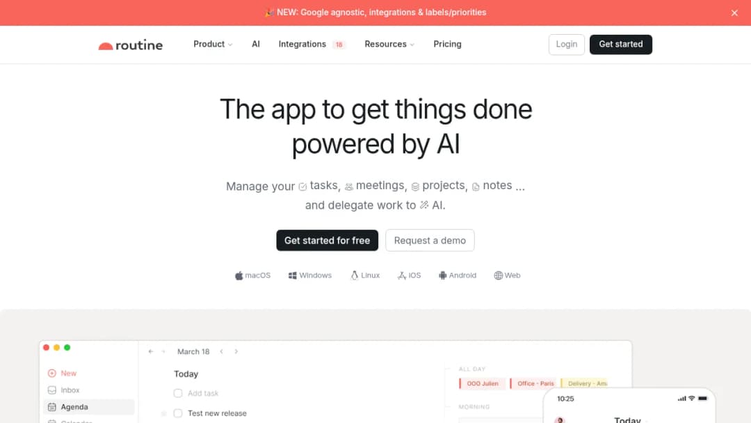 Routine screenshot