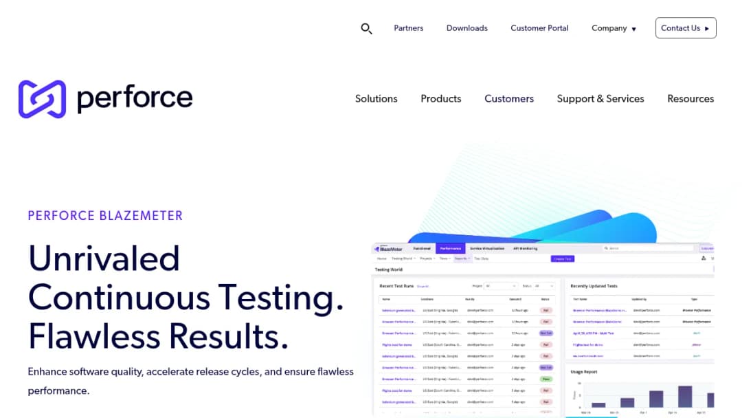 Perforce BlazeMeter screenshot