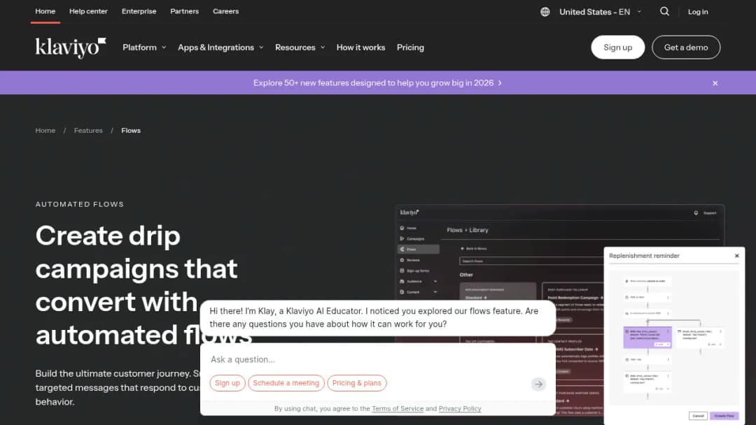Klaviyo Flows screenshot