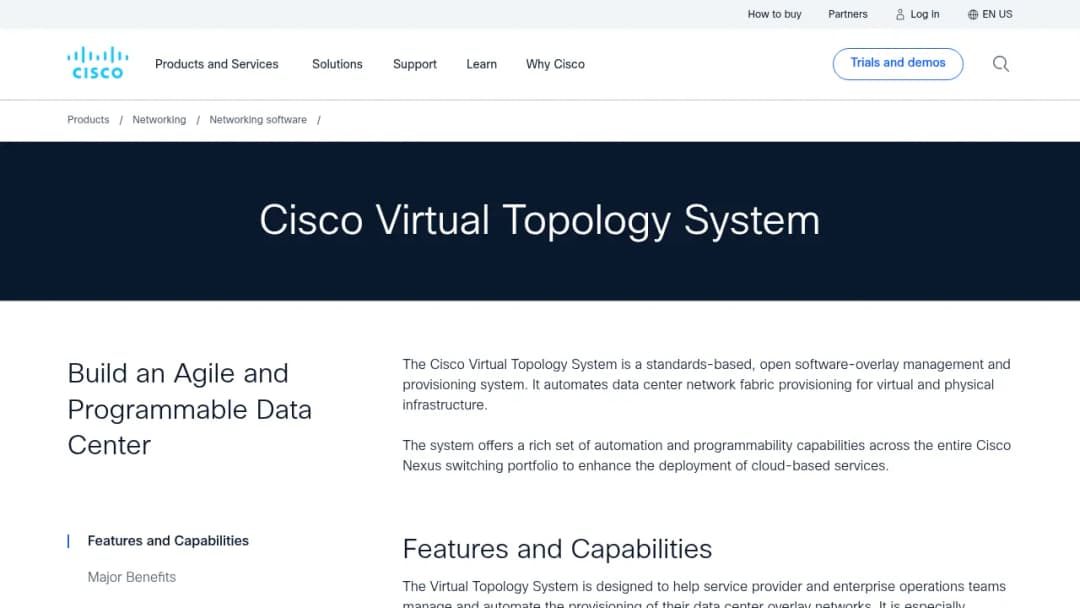 Cisco Virtual Topology System screenshot