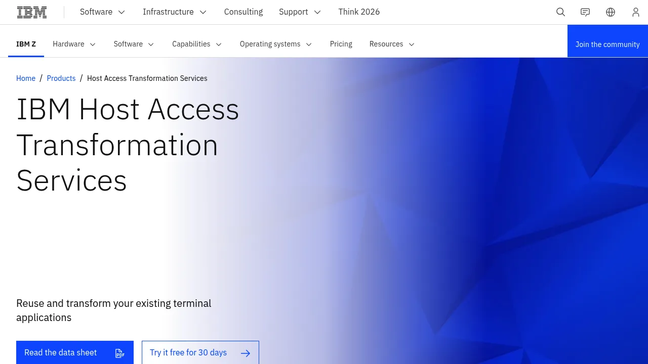IBM Host Access Transformation Services screenshot