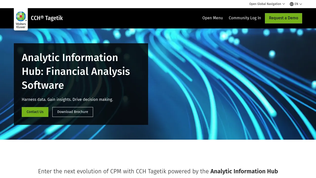 Wolters Kluwer CCH Tagetik Analytic Information Hub: Financial Analysis Software screenshot