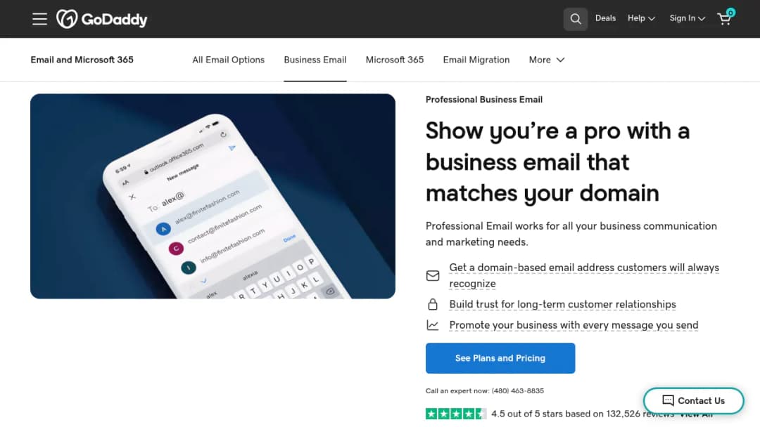 GoDaddy Professional Email screenshot