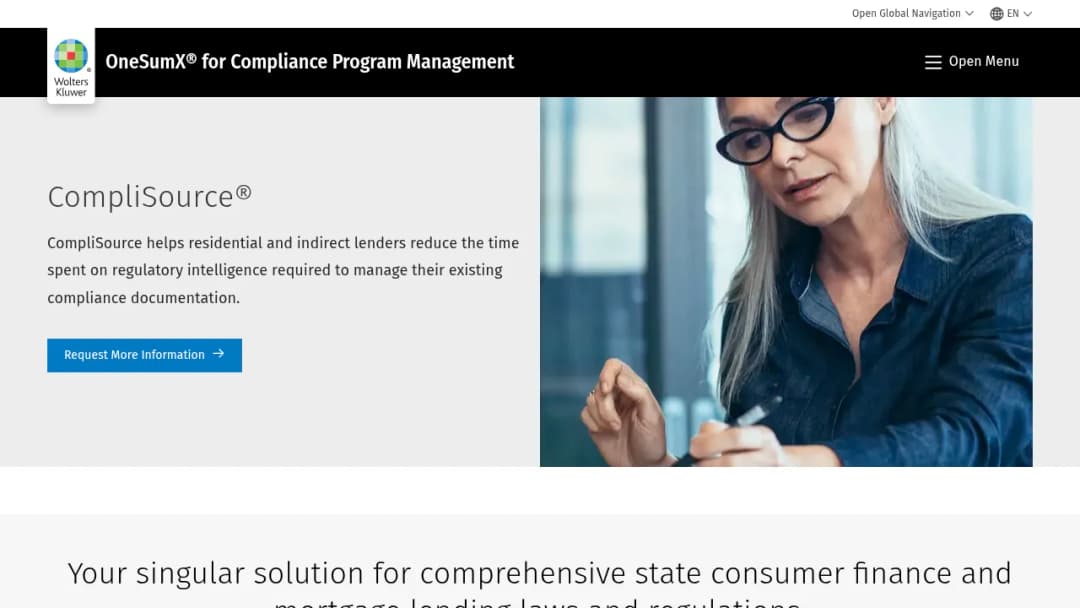 Wolters Kluwer CompliSource® screenshot