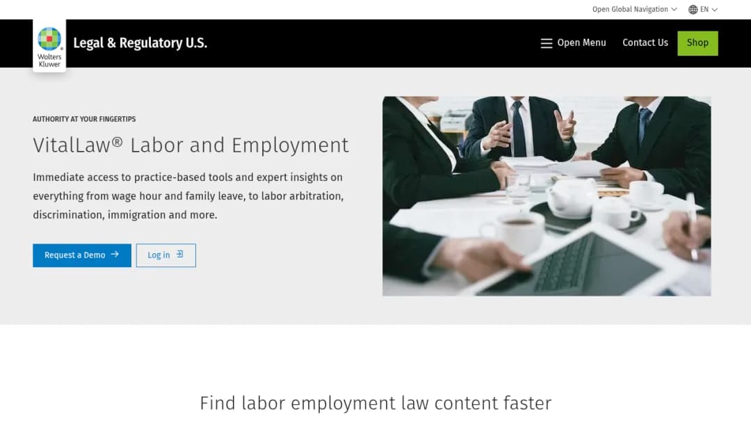 Wolters Kluwer VitalLaw® Labor and Employment screenshot