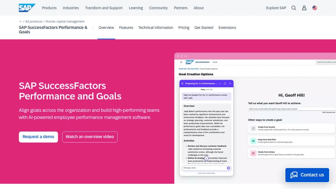 SAP SuccessFactors Performance and Goals screenshot