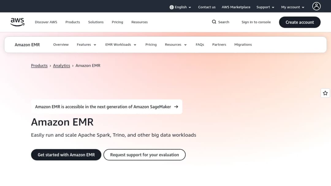 Amazon EMR screenshot