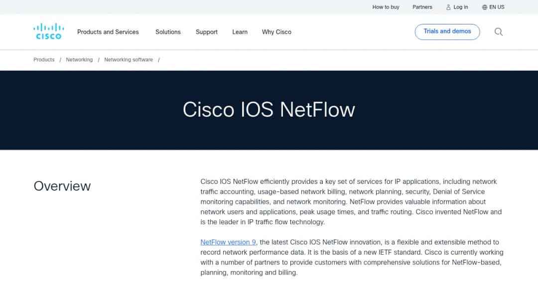 Cisco IOS NetFlow screenshot