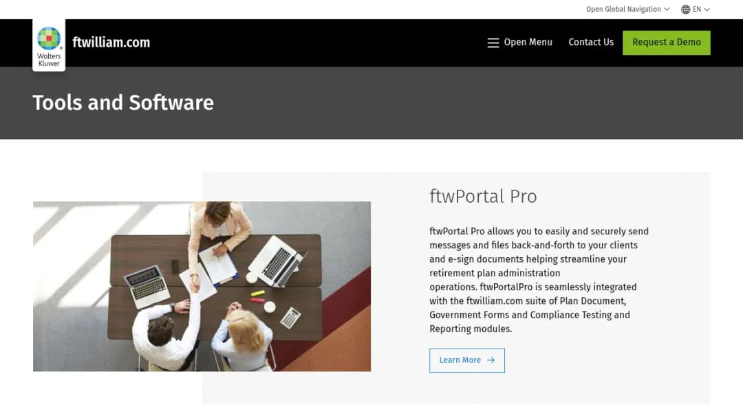 Wolters Kluwer ftwilliam.com Tools and Software screenshot