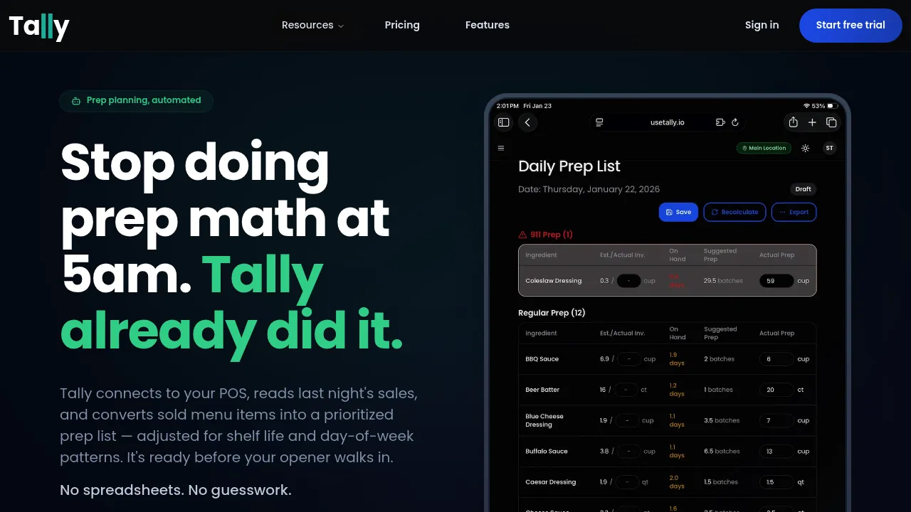 Tally screenshot