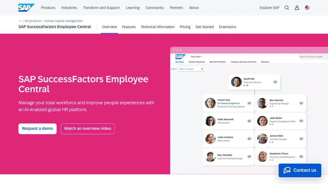 SAP SuccessFactors Employee Central screenshot